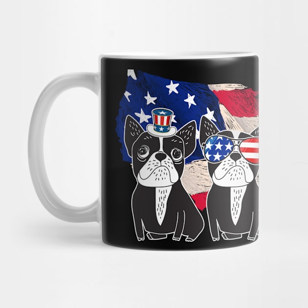 American Flag USA 4th of July French Bulldogs by Kaileymahoney